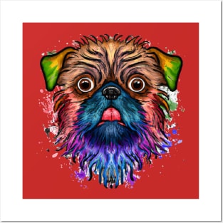 Cute Brussels Griffon Puppy Dog Colorful Artwork Posters and Art